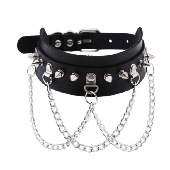 Necklace PU Leather Black Goth Punk Rock Choker Necklaces For Women - Picture 1 of 3